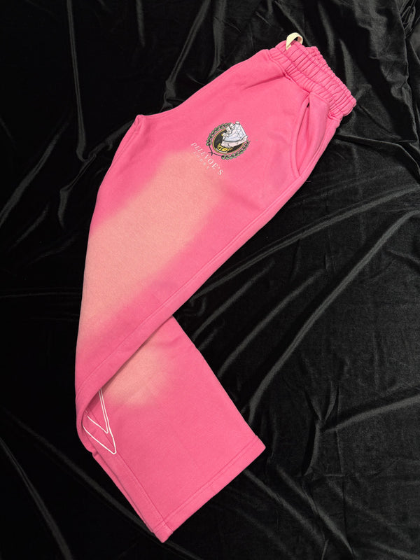 Pink Sun-Dyed Stacked Sweat Pants